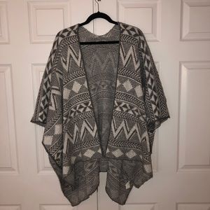 Gray/white poncho sweater